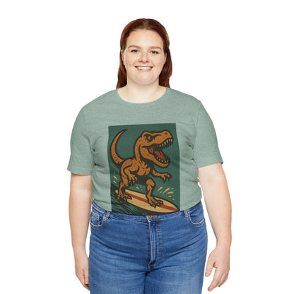 Surfing T-Rex T-Shirt – Funny Dinosaur Surfing Graphic Tee