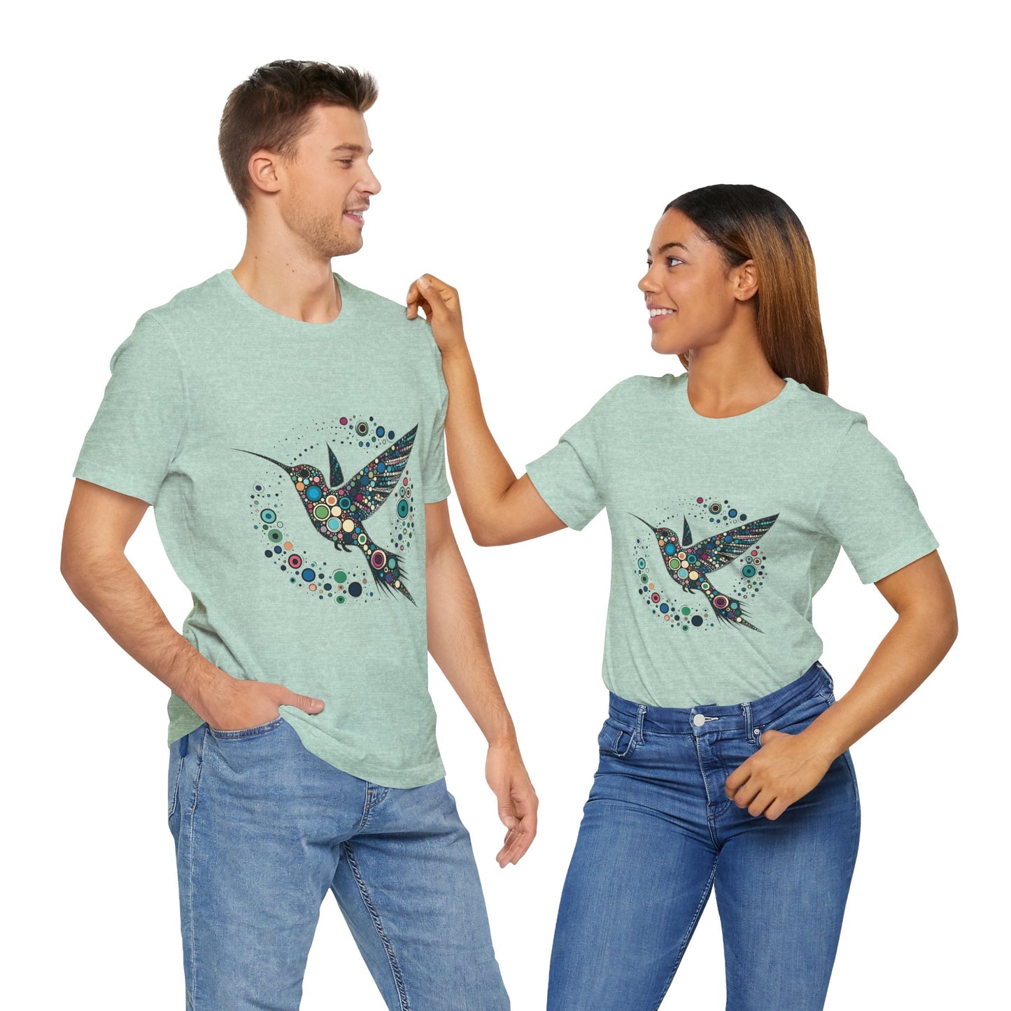Hummingbird Dot Art T-Shirt – Colorful Nature-Inspired Graphic Tee