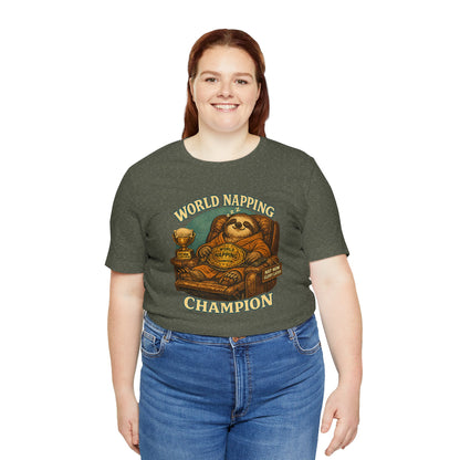 World Napping Champion T-Shirt – Funny Sloth Nap Tee