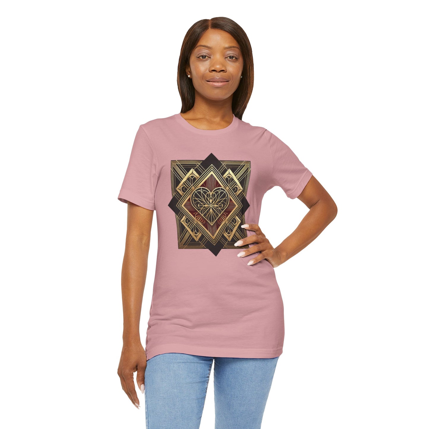 Art Deco Heart T-Shirt – Romantic Valentine's Day Graphic Tee
