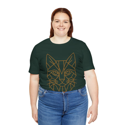 Geometric Cat T-Shirt – Minimalist Line Art Tee - WhimSpin - https://whimspin.com