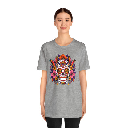 Floral Sugar Skull T-Shirt – Colorful Día de los Muertos Inspired Tee