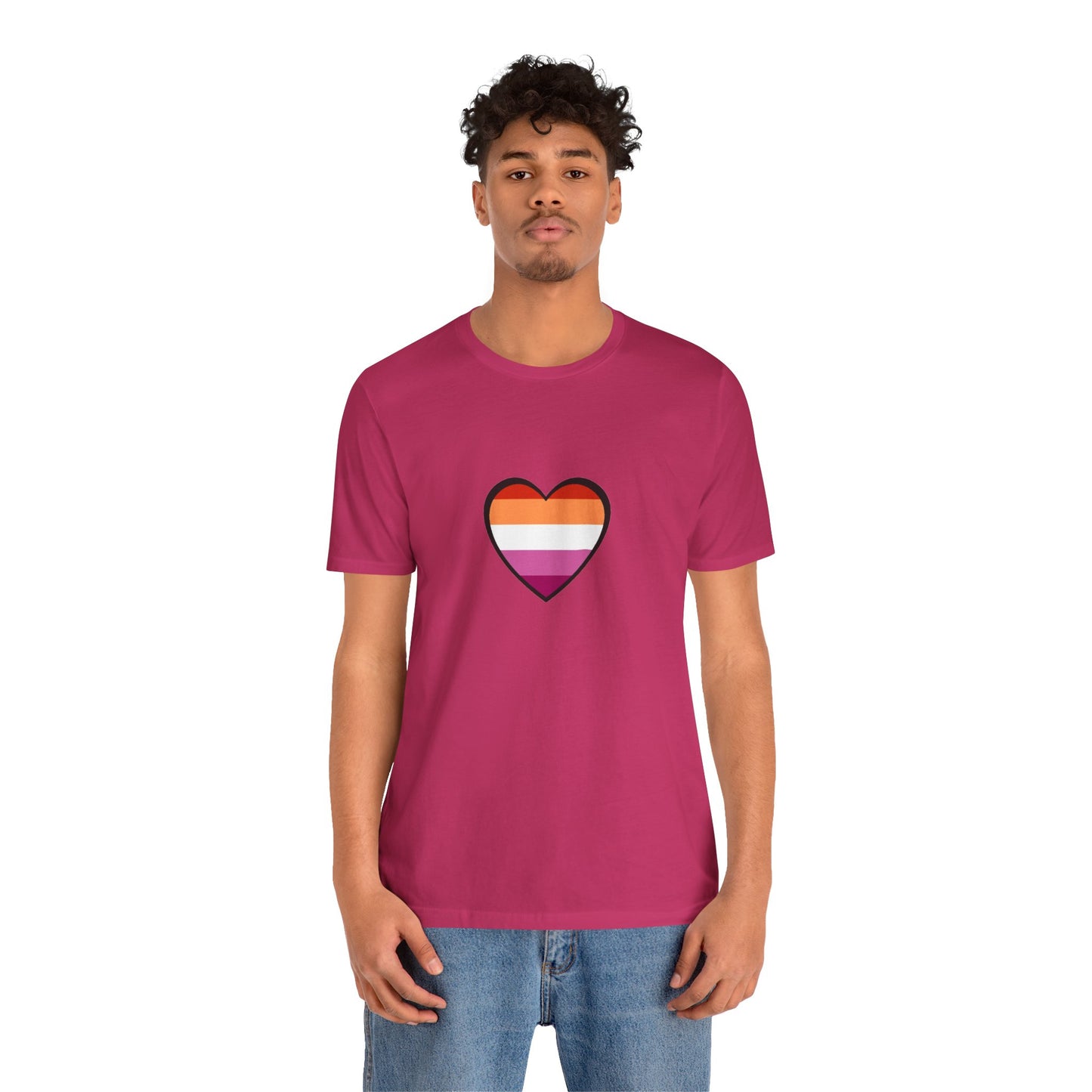 Lesbian Flag Heart T-Shirt – Bold LGBTQ+ Graphic Tee