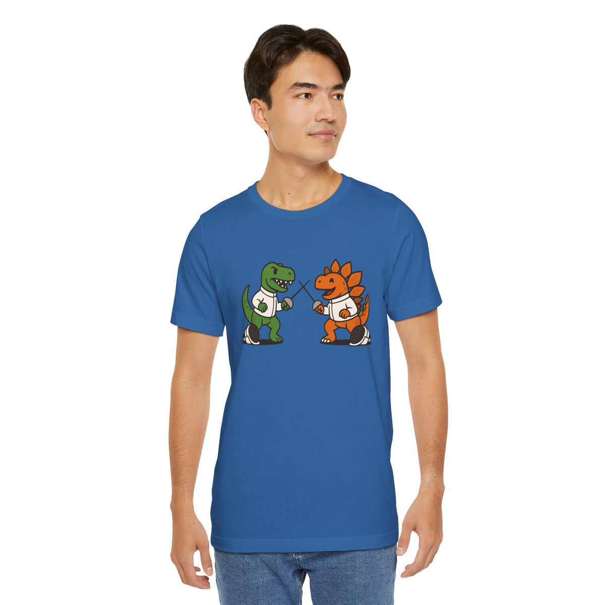 Dinosaur Fencing T-Shirt – T-Rex vs Stegosaurus Tee