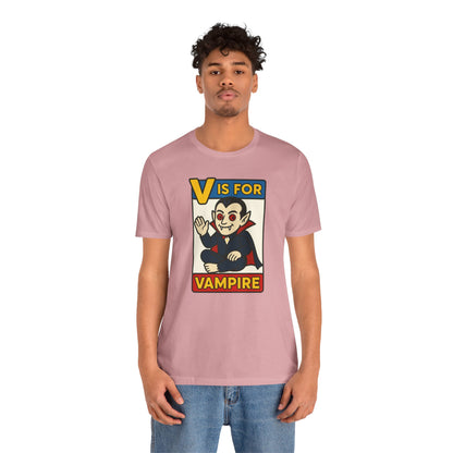 V is for Vampire T-Shirt – Funny Halloween Legend Alphabet Tee