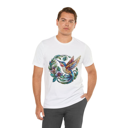 Stained Glass Hummingbird Tee – Vibrant Nature Shirt - WhimSpin - https://whimspin.com