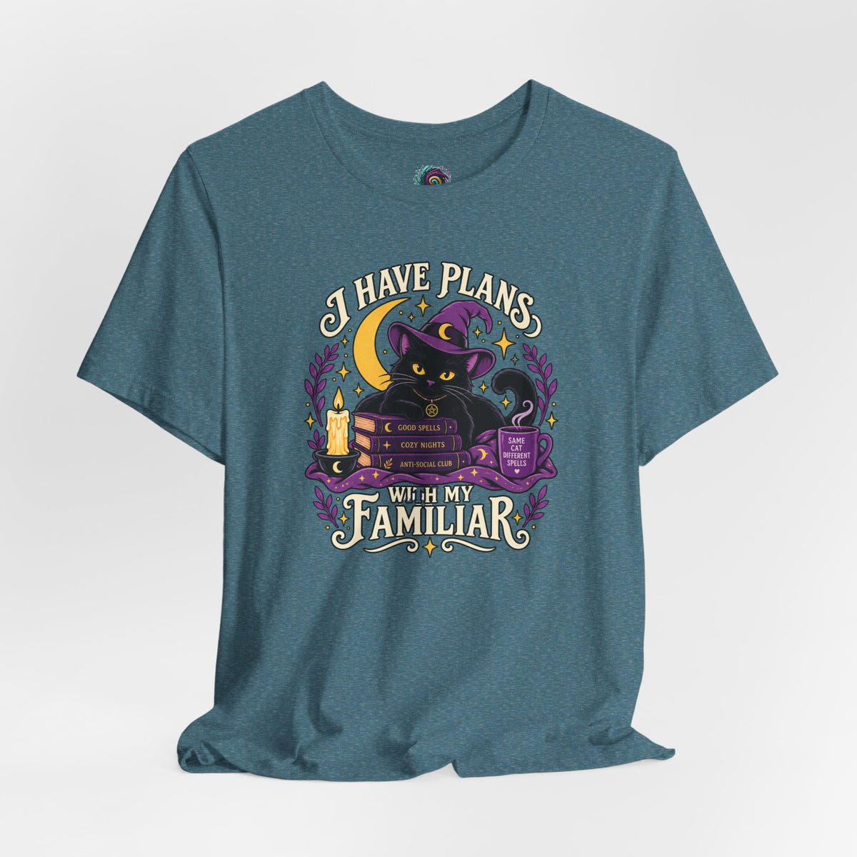 I Have Plans With My Familiar T-Shirt - Funny Witchy Introvert Cat Tee