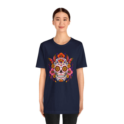 Floral Sugar Skull T-Shirt – Colorful Día de los Muertos Inspired Tee