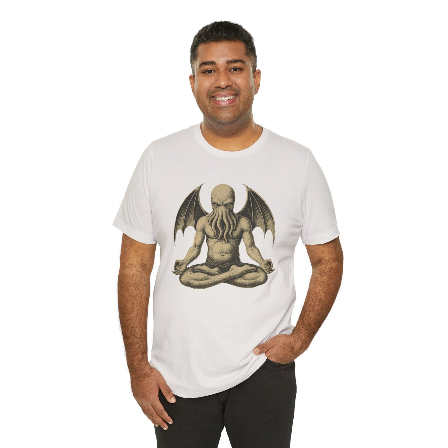 Meditating Cthulhu Shirt – Unisex Mythos Tee for Sci-Fi & Festival Fans