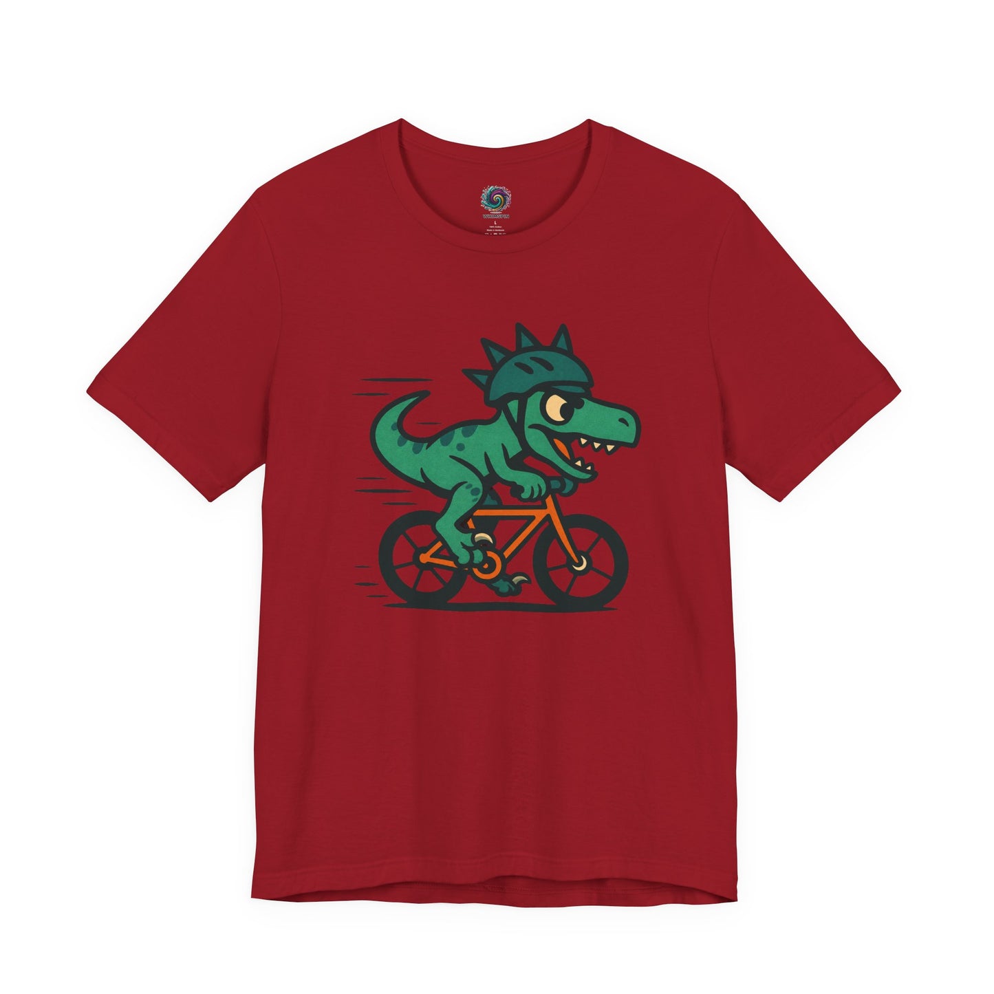 Velociraptor on a Bike T-Shirt – Funny Dino Velo Tee