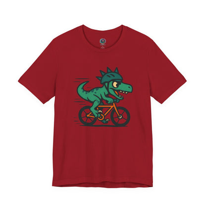 Velociraptor on a Bike T-Shirt – Funny Dino Velo Tee