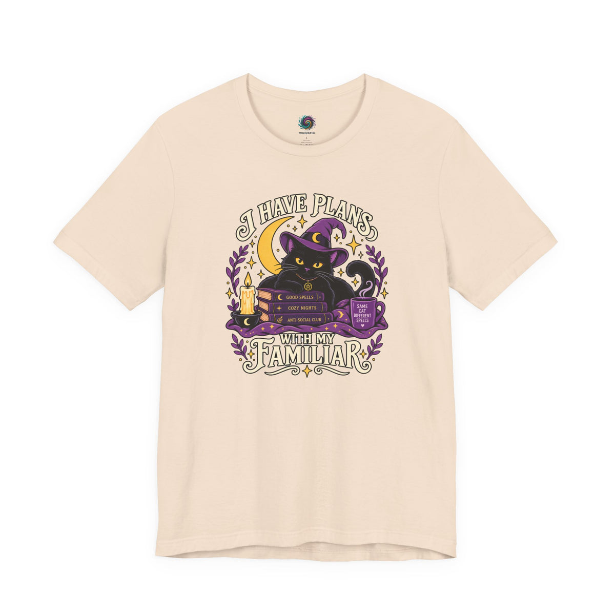I Have Plans With My Familiar T-Shirt - Funny Witchy Introvert Cat Tee