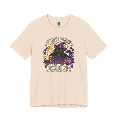 I Have Plans With My Familiar T-Shirt - Funny Witchy Introvert Cat Tee