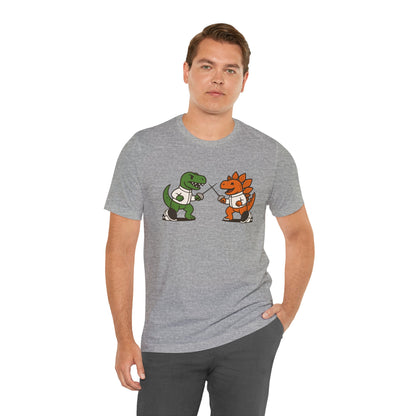 Dinosaur Fencing T-Shirt – T-Rex vs Stegosaurus Tee