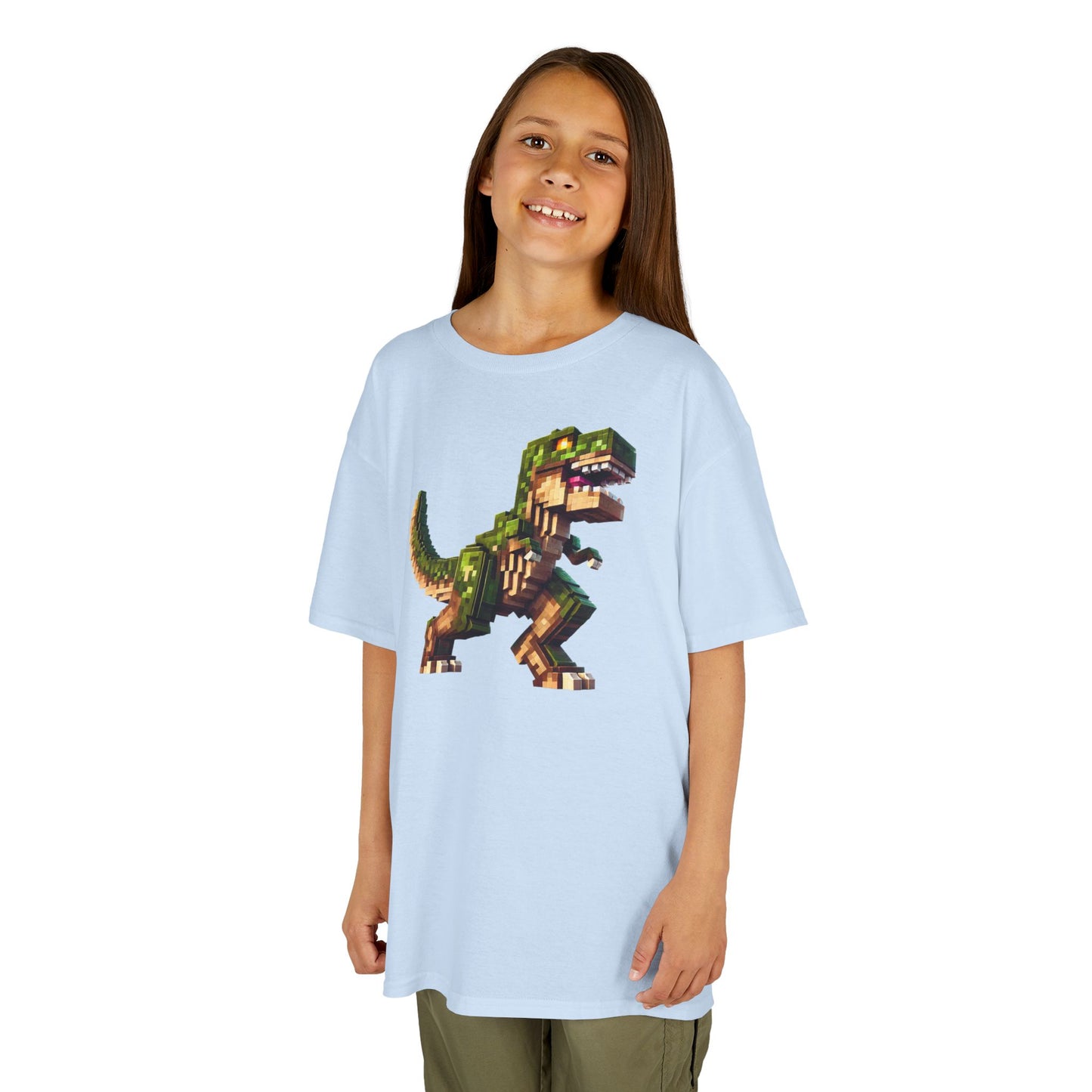Pixel Dinosaur Kids T-Shirt – Retro Pixel T-Rex Gamer Tee