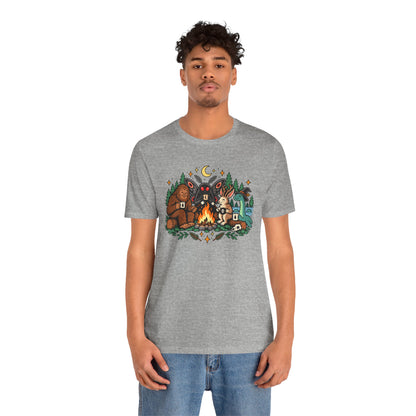 Cryptid Campfire T-Shirt – Bigfoot, Mothman & Nessie Tee