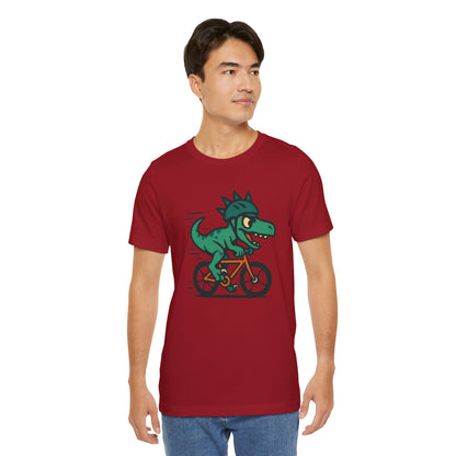 Velociraptor on a Bike T-Shirt – Funny Dino Velo Tee