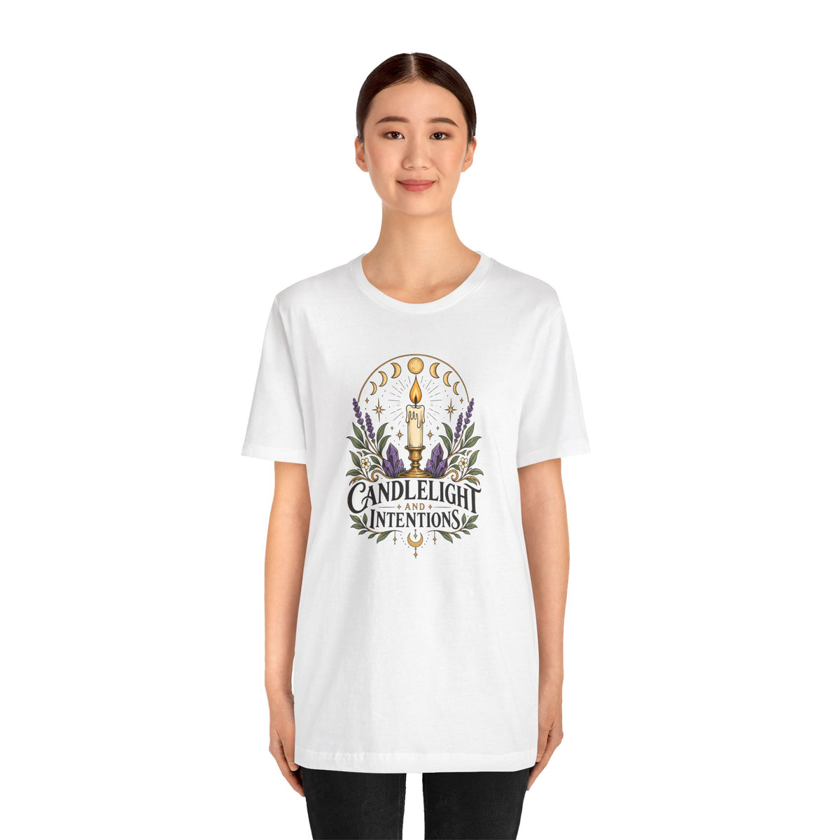 Candlelight and Intentions T-Shirt – Witchy Celestial Tee
