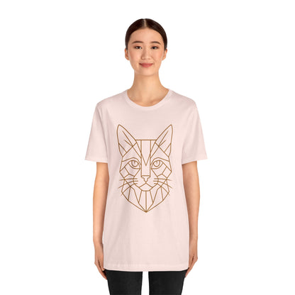 Geometric Cat T-Shirt – Minimalist Line Art Tee