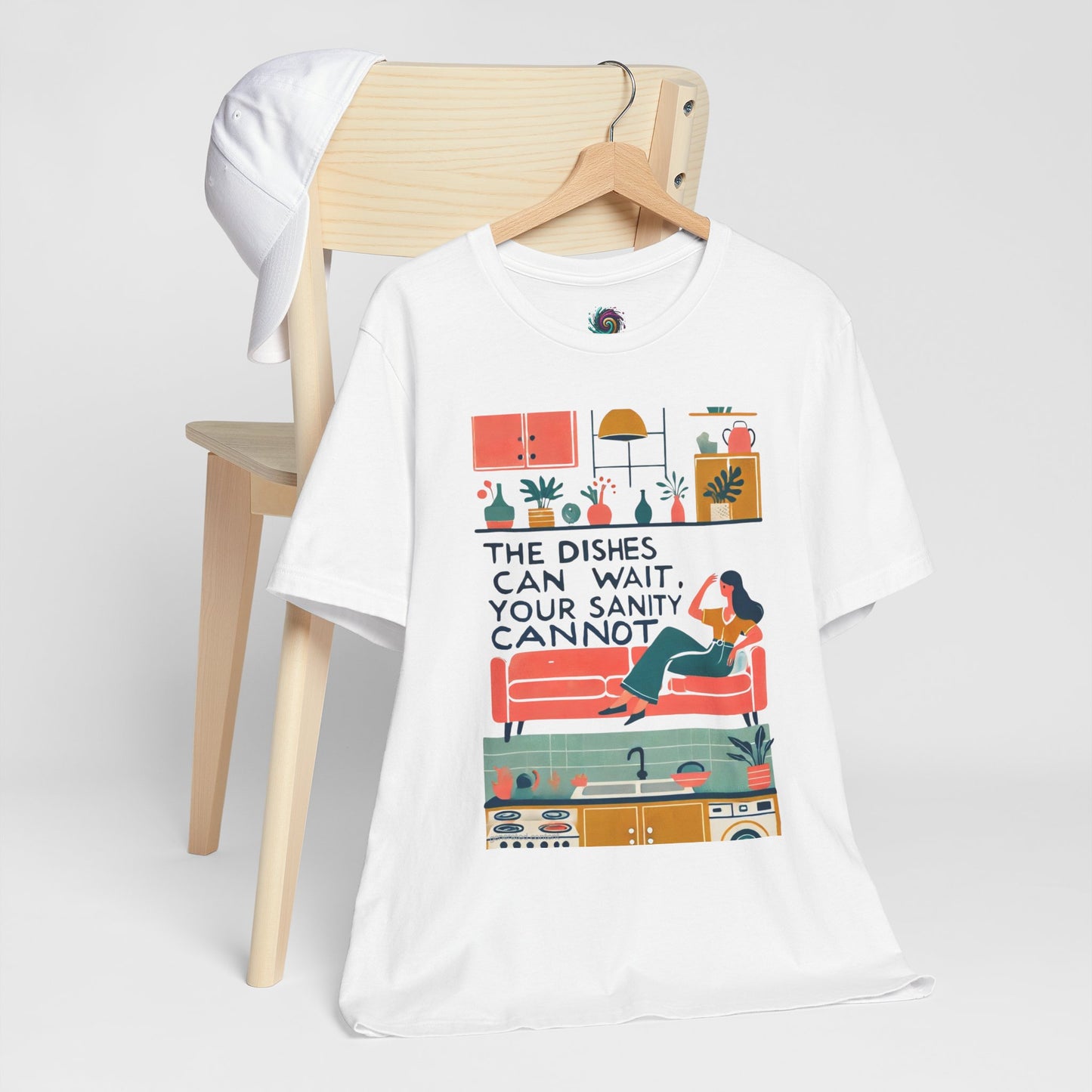The Dishes Can Wait Graphic Tee – Funny Self-Care Comfort Shirt