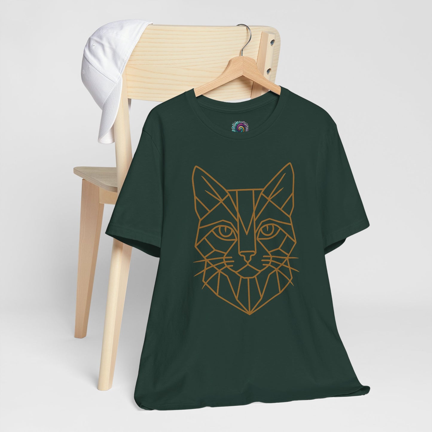 Geometric Cat T-Shirt – Minimalist Line Art Tee