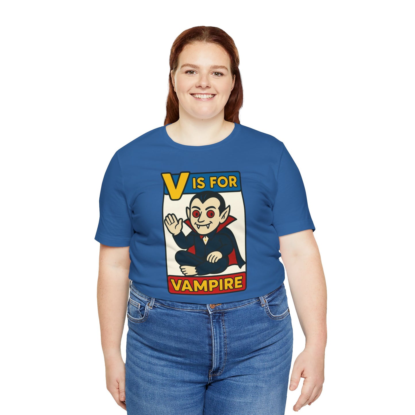 V is for Vampire T-Shirt – Funny Halloween Legend Alphabet Tee