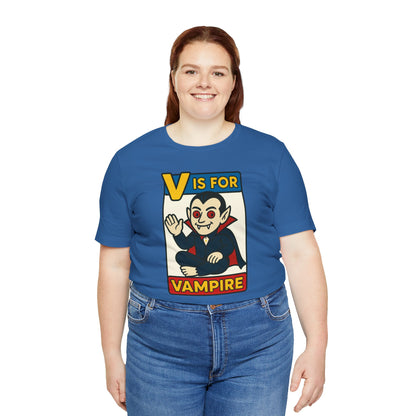 V is for Vampire T-Shirt – Funny Halloween Legend Alphabet Tee