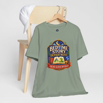 Bedtime Story Department T-Shirt – Read-Aloud Parent Tee