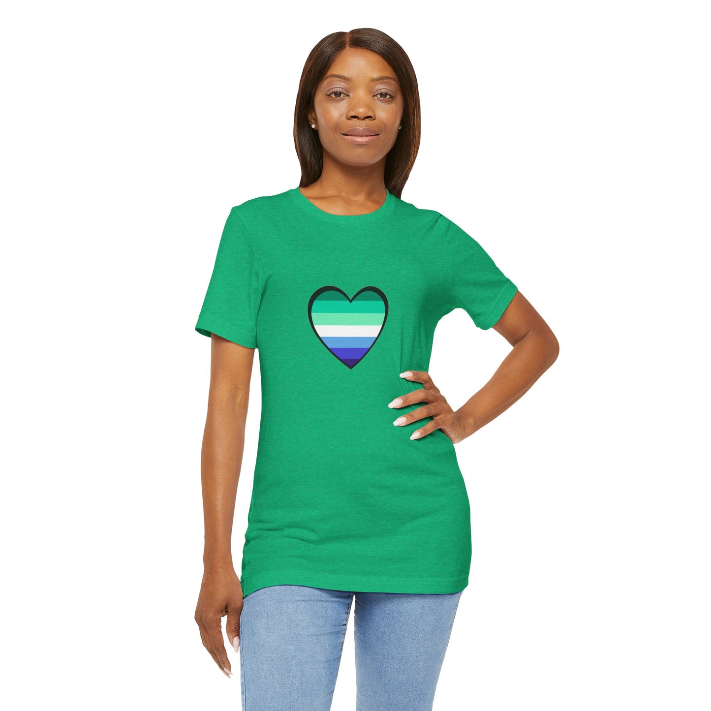 Gay Men’s Pride Flag Heart T-Shirt – LGBTQ+ Flag Design on Unisex Tee
