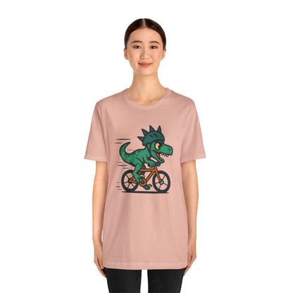Velociraptor on a Bike T-Shirt – Funny Dino Velo Tee
