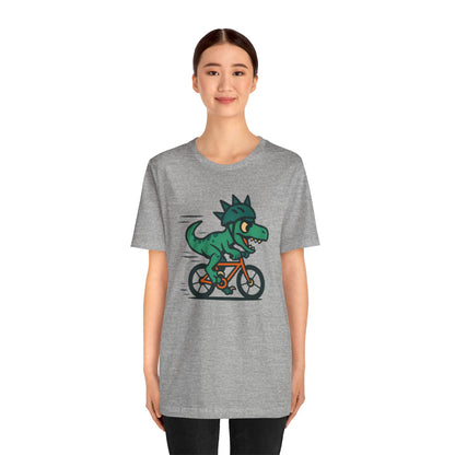 Velociraptor on a Bike T-Shirt – Funny Dino Velo Tee