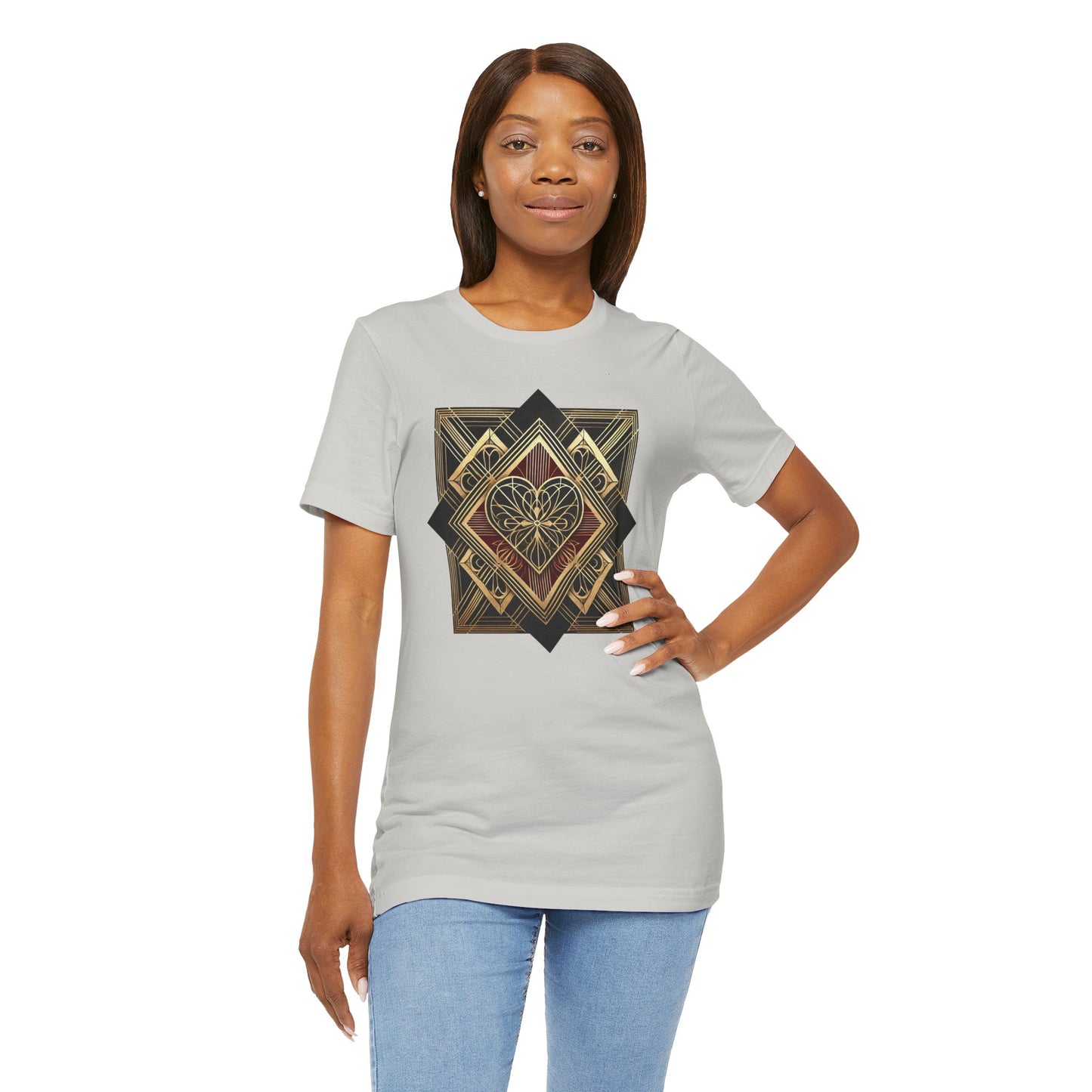 Art Deco Heart T-Shirt – Romantic Valentine's Day Graphic Tee