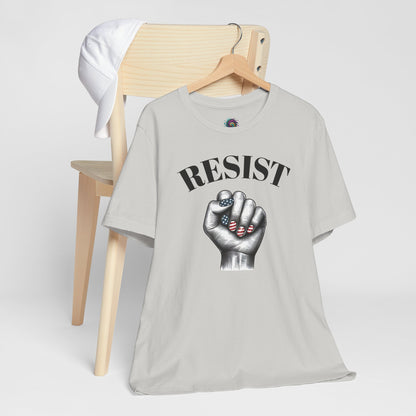 Resist Feminist Power Fist Tee – USA Flag Nails Protest Shirt