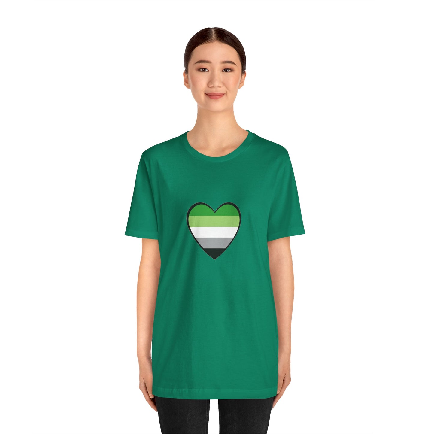 Aromantic Pride Heart T-Shirt – Minimalist Aro Flag LGBTQIA+ Tee