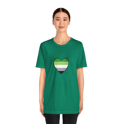 Aromantic Pride Heart T-Shirt – Minimalist Aro Flag LGBTQIA+ Tee