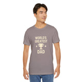 Purple-gray crewneck T-shirt with centered trophy 