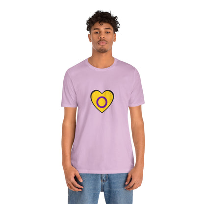 Intersex Pride Flag Heart T-Shirt – Minimalist LGBTQ+ Support Tee