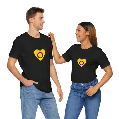 Intersex Pride Flag Heart T-Shirt – Minimalist LGBTQ+ Support Tee