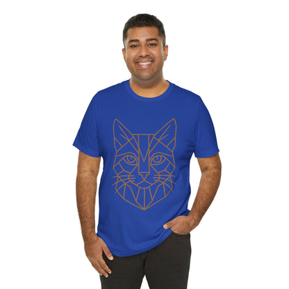 Geometric Cat T-Shirt – Minimalist Line Art Tee - WhimSpin - https://whimspin.com