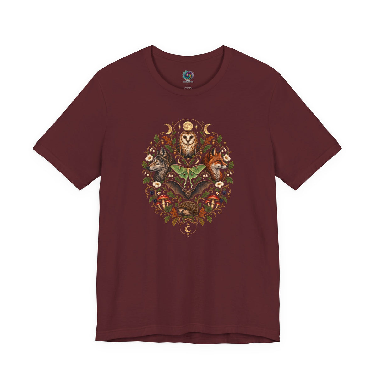 Nocturnal Woodland Animals T-Shirt – Moonlit Nature Tee