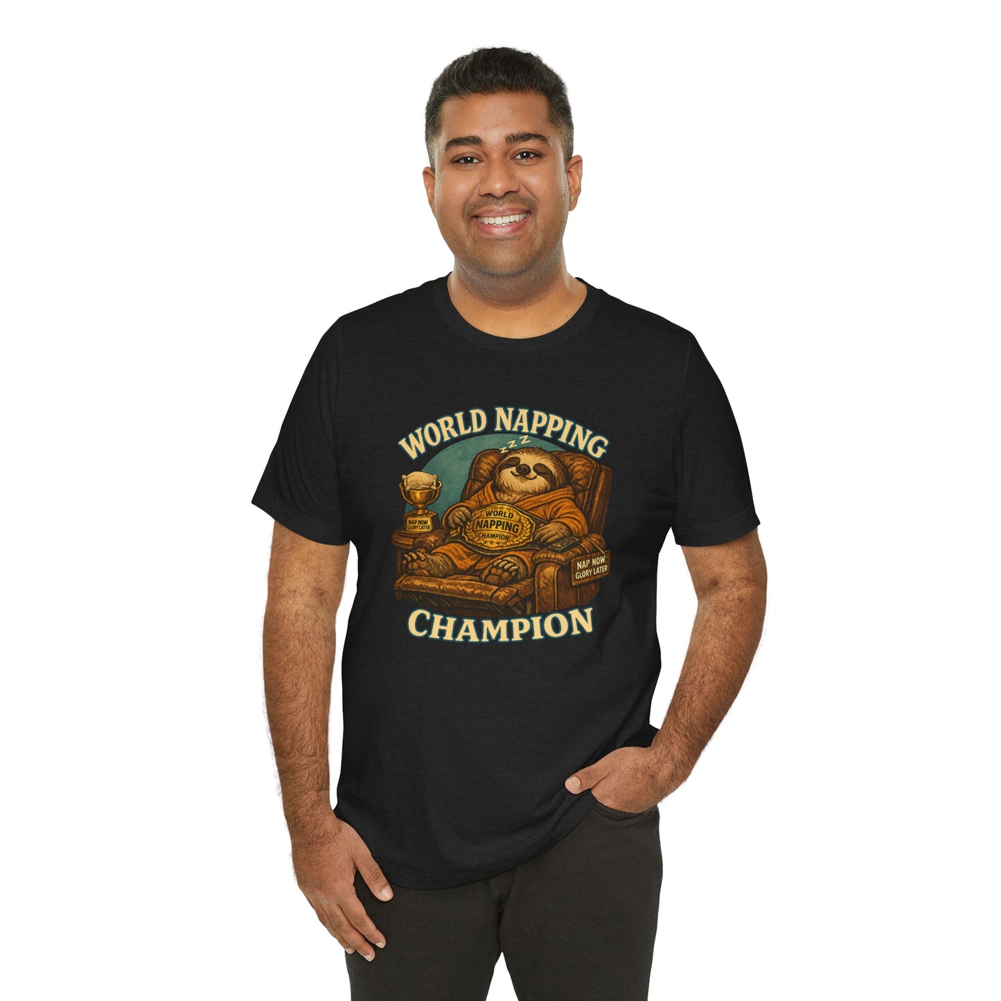 World Napping Champion T-Shirt – Funny Sloth Nap Tee