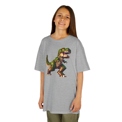 Pixel Dinosaur Kids T-Shirt – Retro Pixel T-Rex Gamer Tee