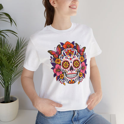 Floral Sugar Skull T-Shirt – Colorful Día de los Muertos Inspired Tee