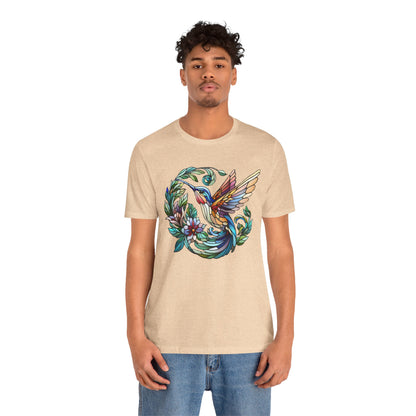 Stained Glass Hummingbird Tee – Vibrant Nature Shirt