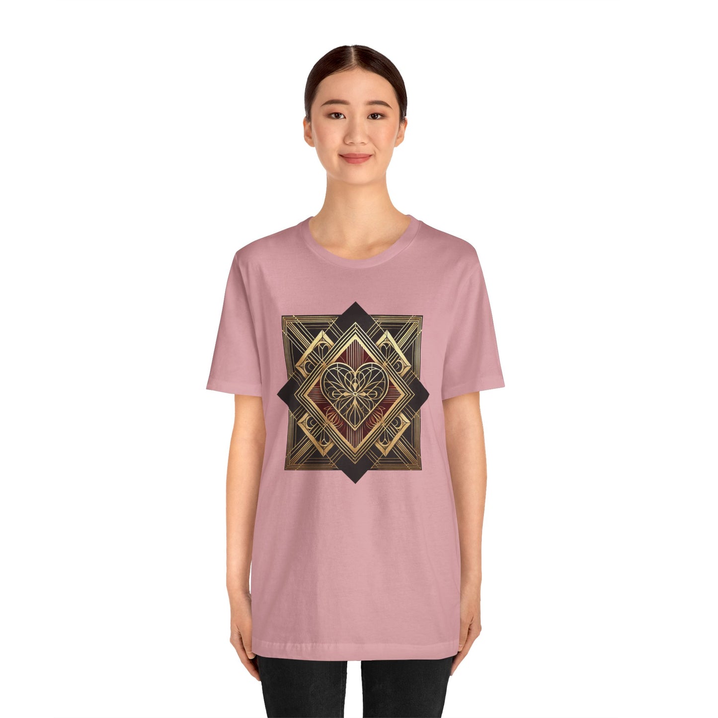 Art Deco Heart T-Shirt – Romantic Valentine's Day Graphic Tee