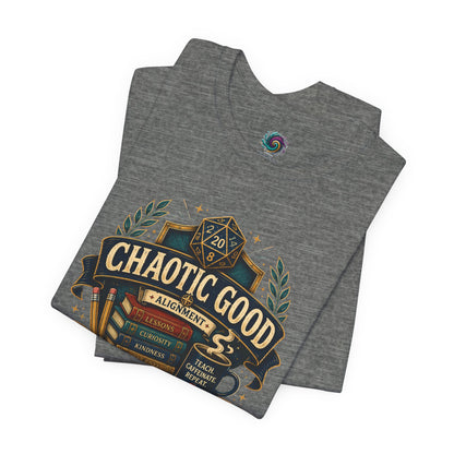 Chaotic Good Teacher T-Shirt – RPG Teacher Graphic Tee
