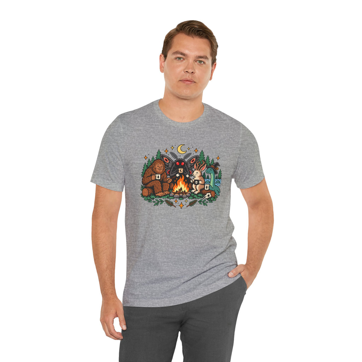 Cryptid Campfire T-Shirt – Bigfoot, Mothman & Nessie Tee