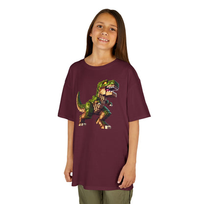 Pixel Dinosaur Kids T-Shirt – Retro Pixel T-Rex Gamer Tee