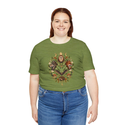 Nocturnal Woodland Animals T-Shirt – Moonlit Nature Tee