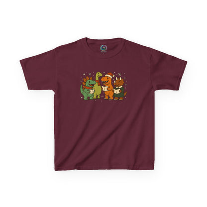 Dinosaur Carolers Kids’ T-Shirt – Cute Singing Dino Christmas Tee